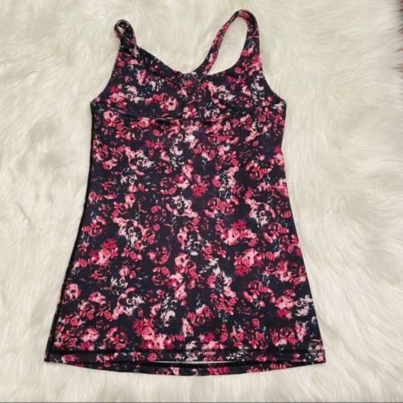 KiraGrace Y-Back Yoga Athletic Workout ‘Winter Floral’ Pattern Small Tank Top - Picture 3 of 15